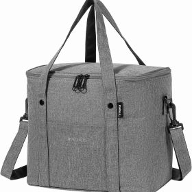 1pc Insulated Lunch Bag For Men/Women; Reusable Large Lunch Cooler Box Tote Shoulder Strap For Work Office Picnic Beach Travel Food (Color: grey)