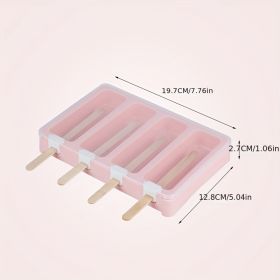 1pc Plastic PP Flat Lying Multi-layer Stacking With Dust-proof Cover; Ice Cream Mold; Homemade Ice Cream Mold (Color: Pink)