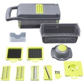 Kitchen Multi - function Dicing and Cutting Vegetables Magic Tool Potato Wire Cutter Grater (Color: grey)