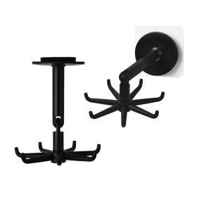 Adhesive Hooks Wall Hangers 360¬∞ Rotating Hooks for Kitchen Utensil Towel Robe Holder (Color: Black)