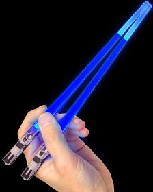 Lightsaber Chopsticks Light Up - LED Glowing Light Saber Star Wars Chop Sticks - Reusable Sushi Lightup Sabers Chopstick Set Of 1 Blue Pair (type: 1 pair, Color: Blue)