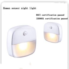 LED Night Light EU Plug In Smart Motion Sensor Light 220V Wall Lamp for Home Aisle WC Hallway Stair Kitchen Bedroom Night Lamp (Emitting Color: White light)