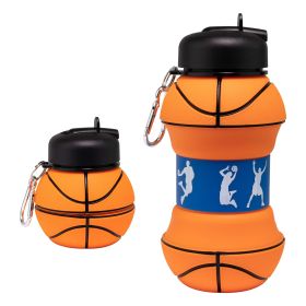 Sports Water Bottle, Silicone Collapsible Spherical Drinking Mug, Leak-proof Squeezable Shockproof, Basketball Soccer Baseball Billiards Volleyball Go (Colour: B)