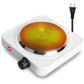 1500W Electric Single Burner Portable Heating Hot Plate Stove Countertop RV Hotplate with Non Slip Rubber Feet 5 Temperature Adjustments (Power: 1500W, Color: White)