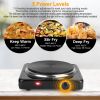 1500W Electric Single Burner Portable Heating Hot Plate Stove Countertop RV Hotplate with Non Slip Rubber Feet 5 Temperature Adjustments