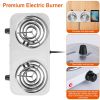 2000W Electric Double Burner Portable Coil Heating Hot Plate Stove Countertop RV Hotplate with Non Slip Rubber Feet 5 Temperature Adjustments